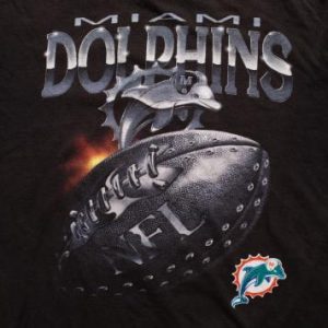 Vintage 90s Miami Dolphins Logo T-Shirt, 3D Chrome-Style