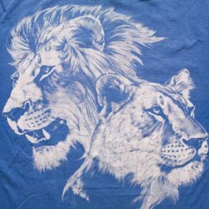 1984 Male & Female Lions T-Shirt, 80s Harlequin Illustration
