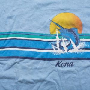 Vintage 80s Kona Hawaii Marlin T-Shirt, Ocean Beach Sunset