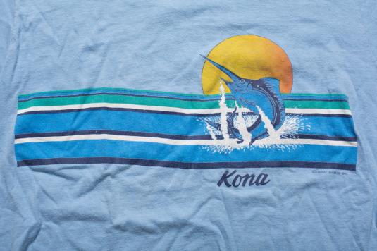 Vintage 80s Kona Hawaii Marlin T-Shirt, Ocean Beach Sunset