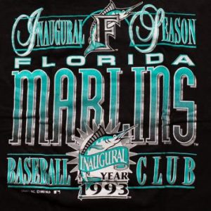 1993 Florida Marlins Inaugural Season T-Shirt Logo Miami