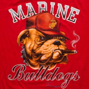 Marine Bulldogs T-shirt, Cigar, USMC Vintage 1980s, US Corps