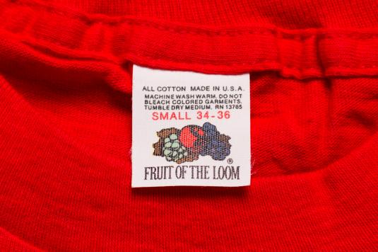 Fruit of the Loom Blank Pocket T-Shirt, S, Red, Vintage 80s | Defunkd