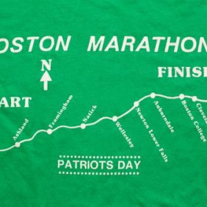 Vintage 80s Boston Marathon Race Route T-Shirt, Patriots' Day