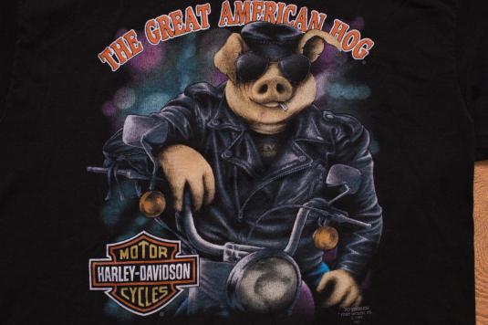 3D Emblem Great American Hog T-Shirt, Harley-Davidson, 90s