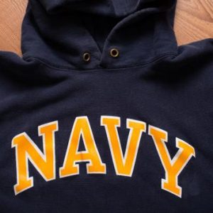 Champion NAVY Hoodie Sweatshirt, Reverse Weave, Military 80s