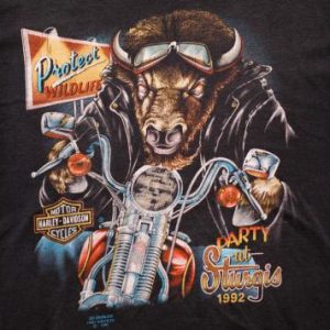 3D Emblem Party at Sturgis 92 Bison T-Shirt, Harley-Davidson