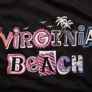 Virginia Beach T-Shirt, Retro Pink & Purple Graphic, 1990s