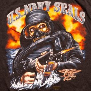 Rare 1989 US Navy Seals 3D Emblem T-Shirt Frogman Graphic