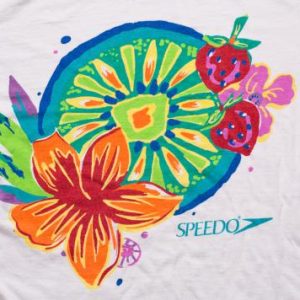 Speedo T-Shirt, Tropical Flowers & Fruit, Graphic Tee, 90s
