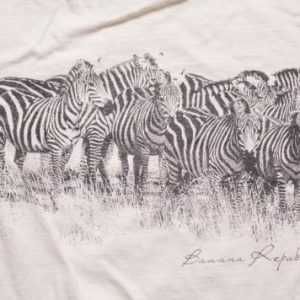 1980s Banana Republic Zebra Pocket T-Shirt, African Safari
