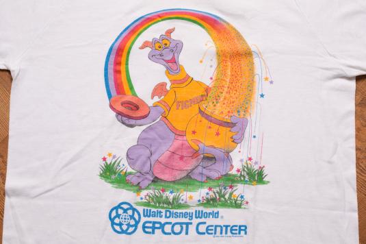 Vintage 80s Walt Disney Figment Rainbow T-Shirt Epcot Center