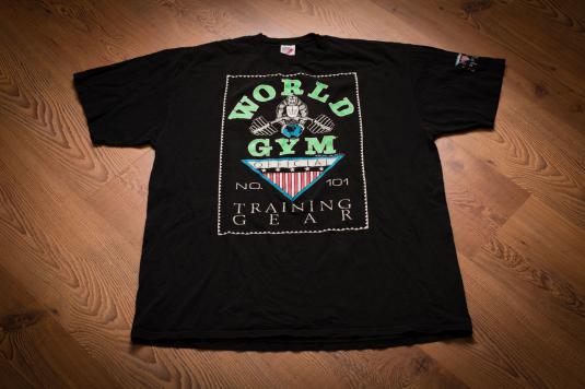 Vintage 90s Official World Gym Training Gear T Shirt No. 101 Defunkd