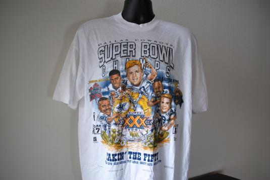 vintage 90s Dallas Cowboys Troy Aikman Super Bow MVP XXVII 1993 Single Stitch Shirt rare vtg usa