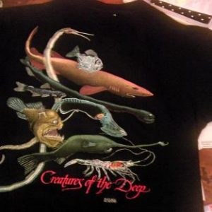 Vintage 1989 Deep Sea Creatures 2-sided fish t-shirt MINT