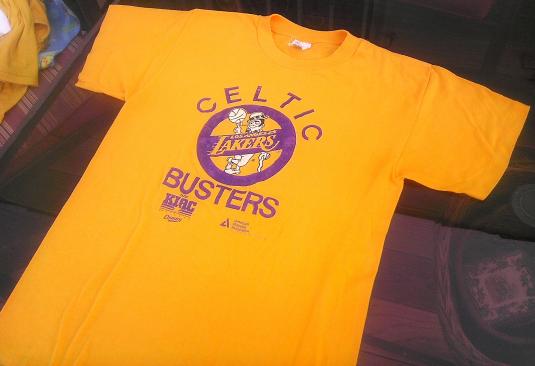 Vintage 80s Boston Celtics Lakers Busters T-Shirt XL Logo 7 50/50  Basketball