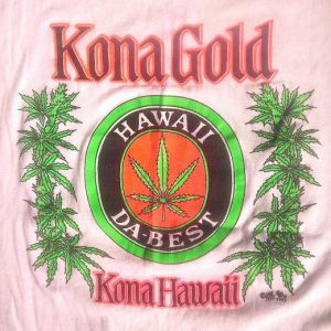 KONA GOLD Hawaii Pot 1990 vintage weed drug NEON t-shirt