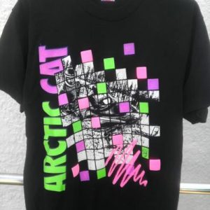 80s ARCTIC CAT Snowmobile vintage t-shirt neon puffy pink
