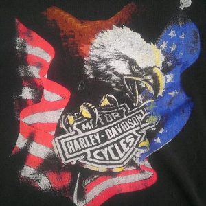 Vintage 80s Harley Davidson Eagle American Flag t-shirt