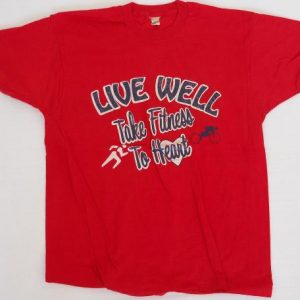 80'S VINTAGE LIVE WELL TAKE FITNESS TO HEART LARGE T SHIRT