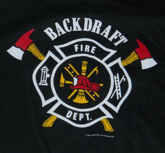 1991 BACKDRAFT MOVIE FIRE DEPT CHICAGO PROMO T SHIRT