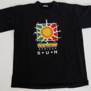 90's Vintage Cross Colours Hip Hop Black T Shirt Large