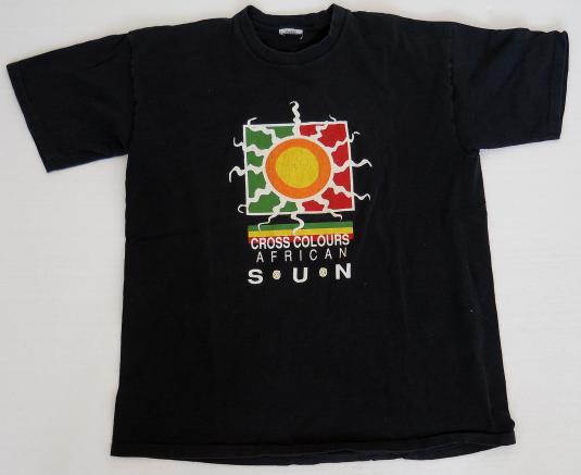 90's Vintage Cross Colours Hip Hop Black T Shirt Large