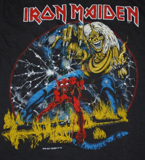 VINTAGE IRON MAIDEN THE # OF THE BEAST 1982 TOUR T-SHIRT *