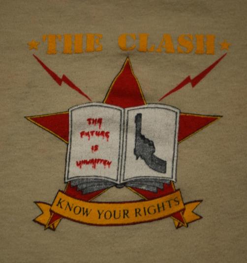 VINTAGE CLASH KNOW YOUR RIGHTS ’82 AMERICAN TOUR T-SHIRT *