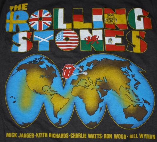 VINTAGE THE ROLLING STONES 81-82 WORLD TOUR T-SHIRT *