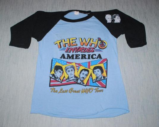 VINTAGE THE WHO INVADES AMERICA GREAT TOUR 1983 T-SHIRT *