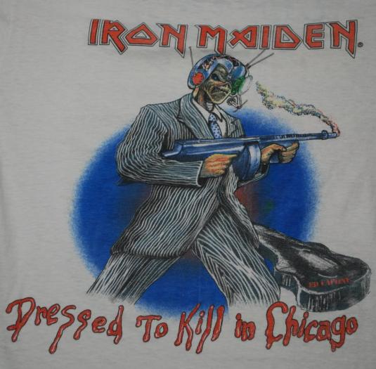 VINTAGE IRON MAIDEN ’87 DRESSED TO KILL IN CHICAGO T-SHIRT *