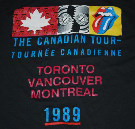 VINTAGE THE ROLLING STONES 1989 CANADIAN TOUR T-SHIRT *
