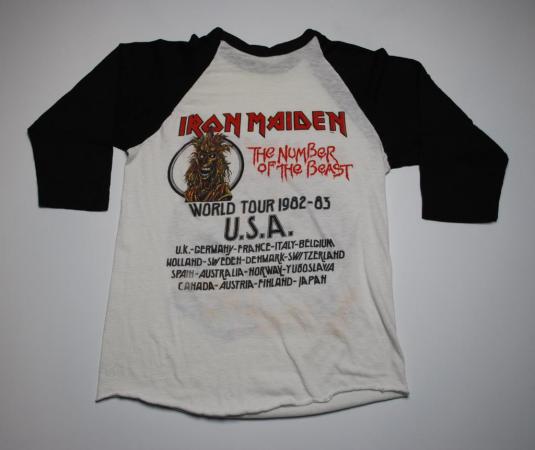 VINTAGE IRON MAIDEN # OF THE BEAST 1982 WORLD TOUR T-SHIRT *