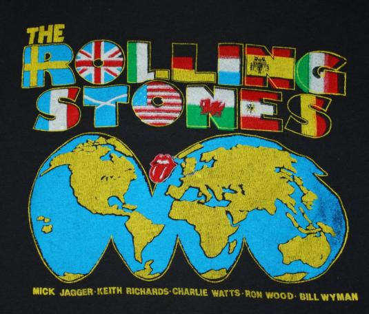 VINTAGE THE ROLLING STONES 1981-1982 WORLD TOUR T-SHIRT *