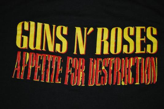 VINTAGE GUNS N ROSES APPETITE FOR DESTRUCTION 1988 T-SHIRT *