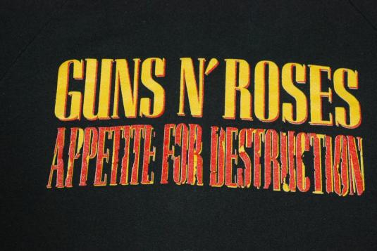 VINTAGE 1987 GUNS N ROSES APPETITE FOR DESTRUCTION T-SHIRT *
