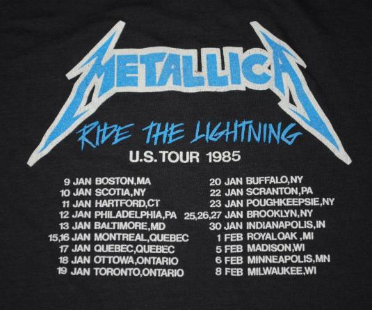 VINTAGE METALLICA RIDE THE LIGHTNING 1985 US TOUR T-SHIRT *