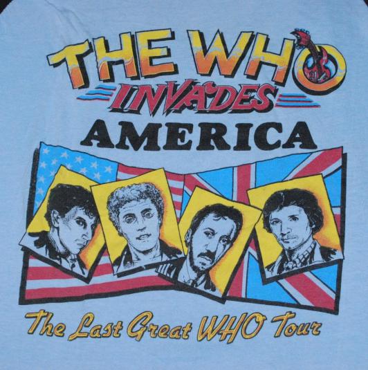 VINTAGE THE WHO INVADES AMERICA GREAT TOUR 1983 T-SHIRT *
