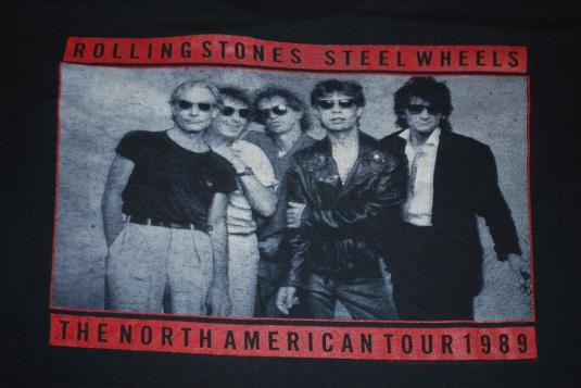 VINTAGE THE ROLLING STONES STEEL WHEELS TOUR OF 89 T-SHIRT *