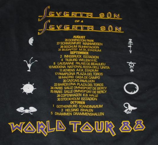 VINTAGE IRON MAIDEN 1988 WORLD TOUR T-SHIRT *