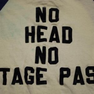 VINTAGE THE WHO 1970'S NO HEAD NO STAGE PASS T-SHIRT *