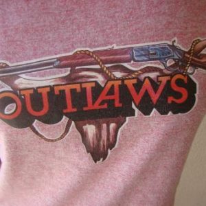 RARE VINTAGE 1970'S RAYON IRON-ON OUTLAWS & KISS T SHIRT