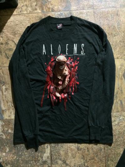 Rare Vintage Aliens rubber Chestburster Longsleeve T shirt Defunkd