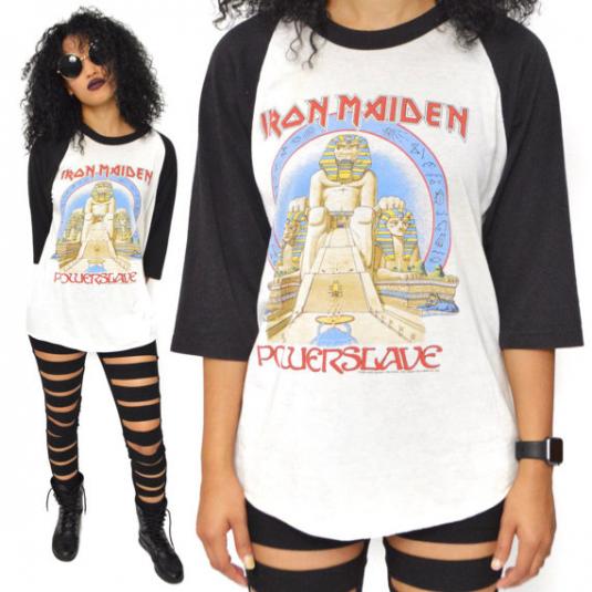 Vintage 80s Iron Maiden Powerslave World Slavery T Shirt