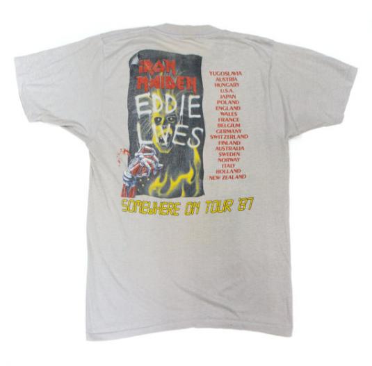 Vintage 80s Iron Maiden Somewhere On Tour T Shirt Sz L