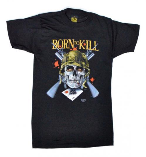 Vintage 80s Born to Kill 3D Emblem Rare T Shirt Sz S