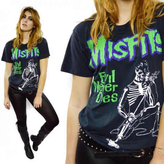 Vintage 80s MISFITS Evil Never Dies Punk Rock Rare T Shirt