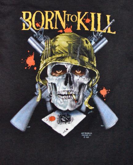 Vintage 80s Born to Kill 3D Emblem Rare T Shirt Sz S