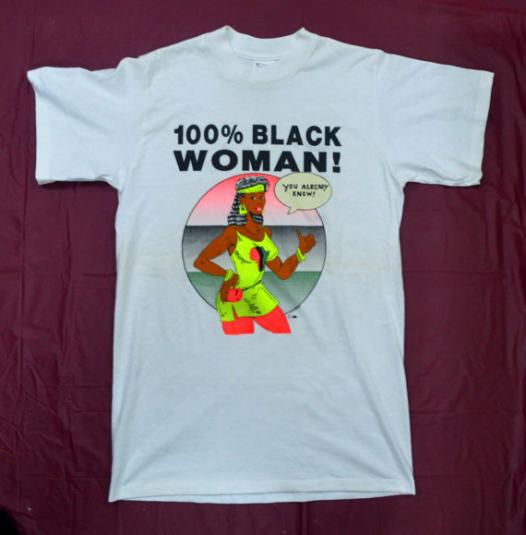 Vintage 90s 100% Black Woman T Shirt Sz M